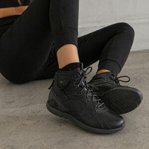 Nike Free High Top Sneakers Women’s Size 6.5 Black Leather Athletic Shoes